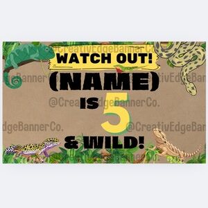 Reptile Birthday Banner Editable Template